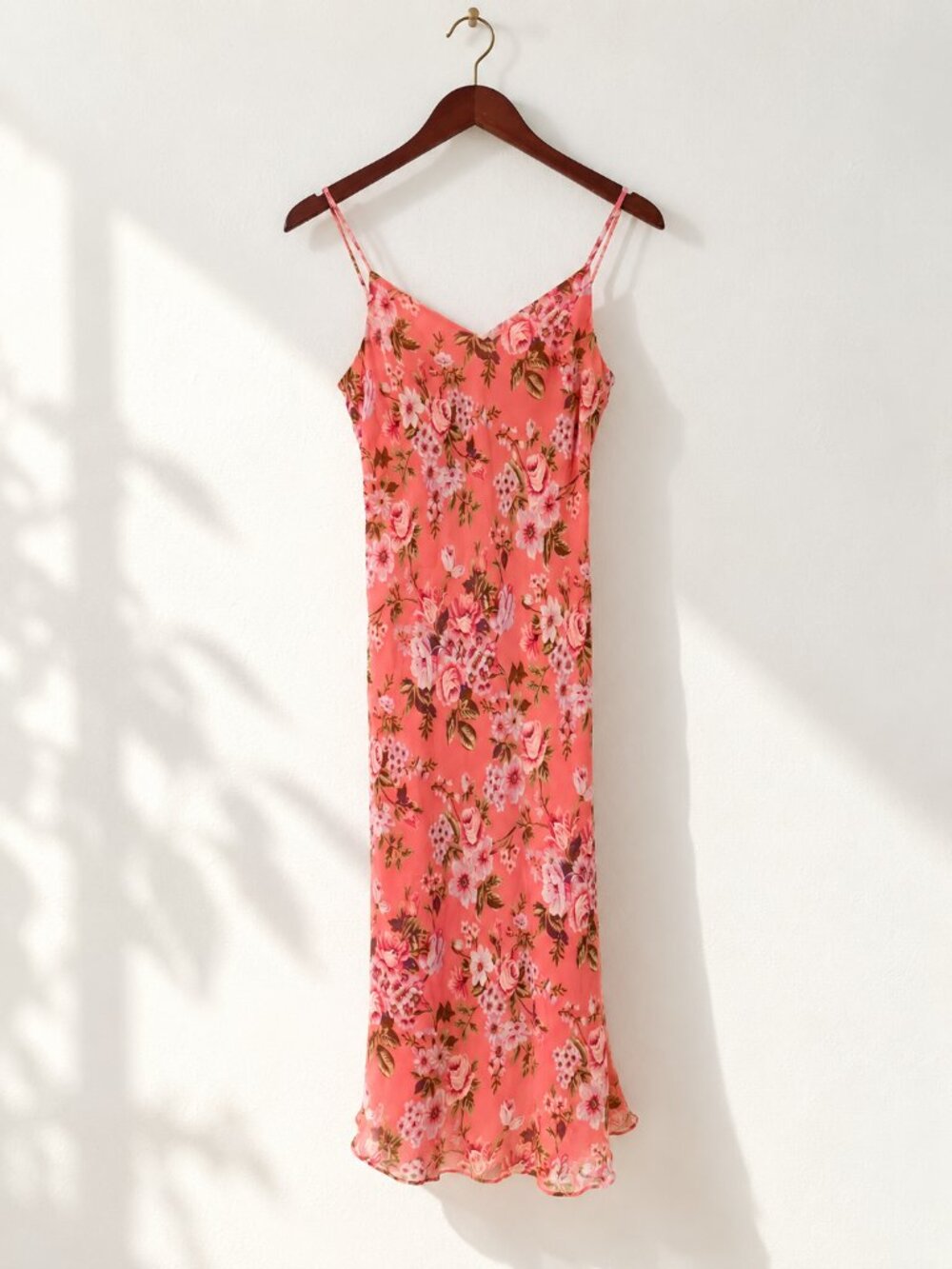 VINTAGE Y2K David Warren 100% Silk Floral Pink Slip Dress TAGGED 6P Modern SZ 4